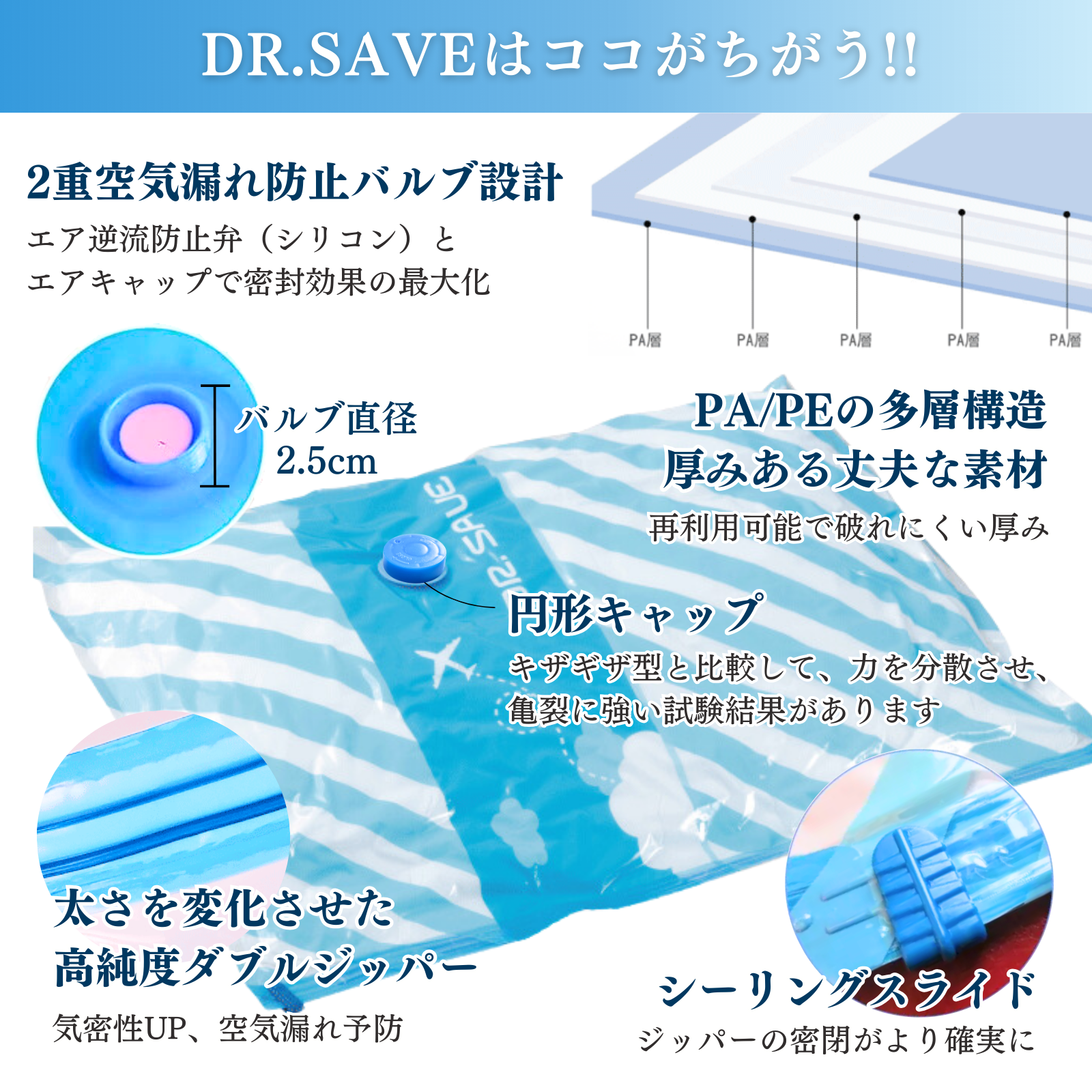 DR.SAVEの圧縮袋はここが違う